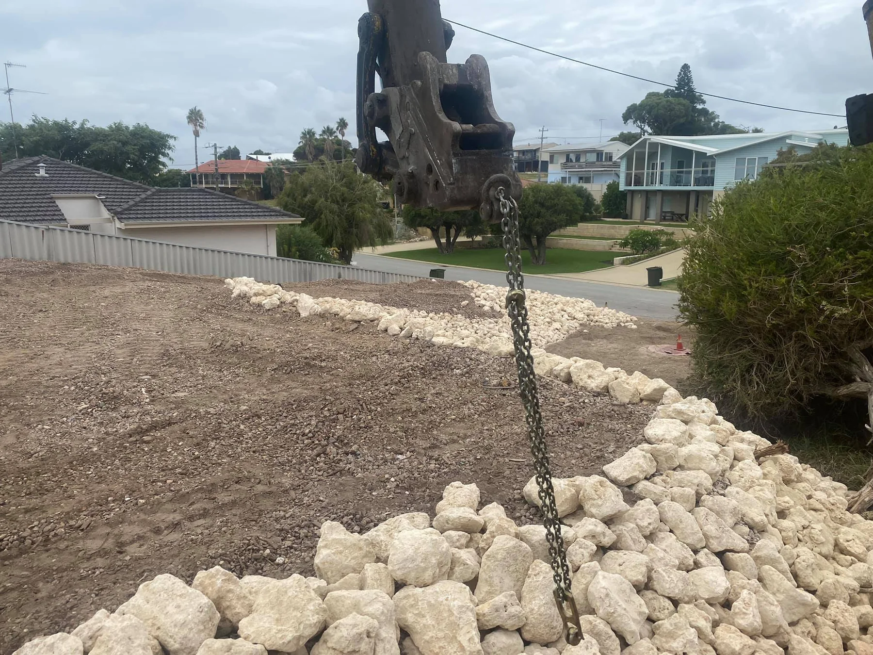 Limestone retaining wall landscaping project in Perth WA